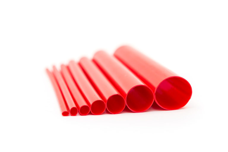 Profile of red heat shrink tubing , organized from smallest to largest